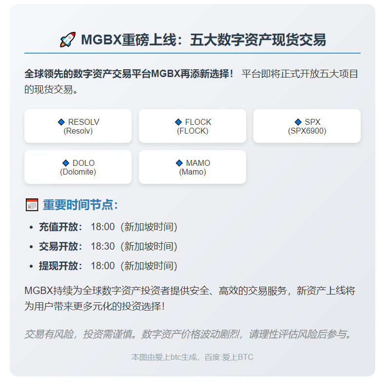 MGBX上线5大代币现货交易