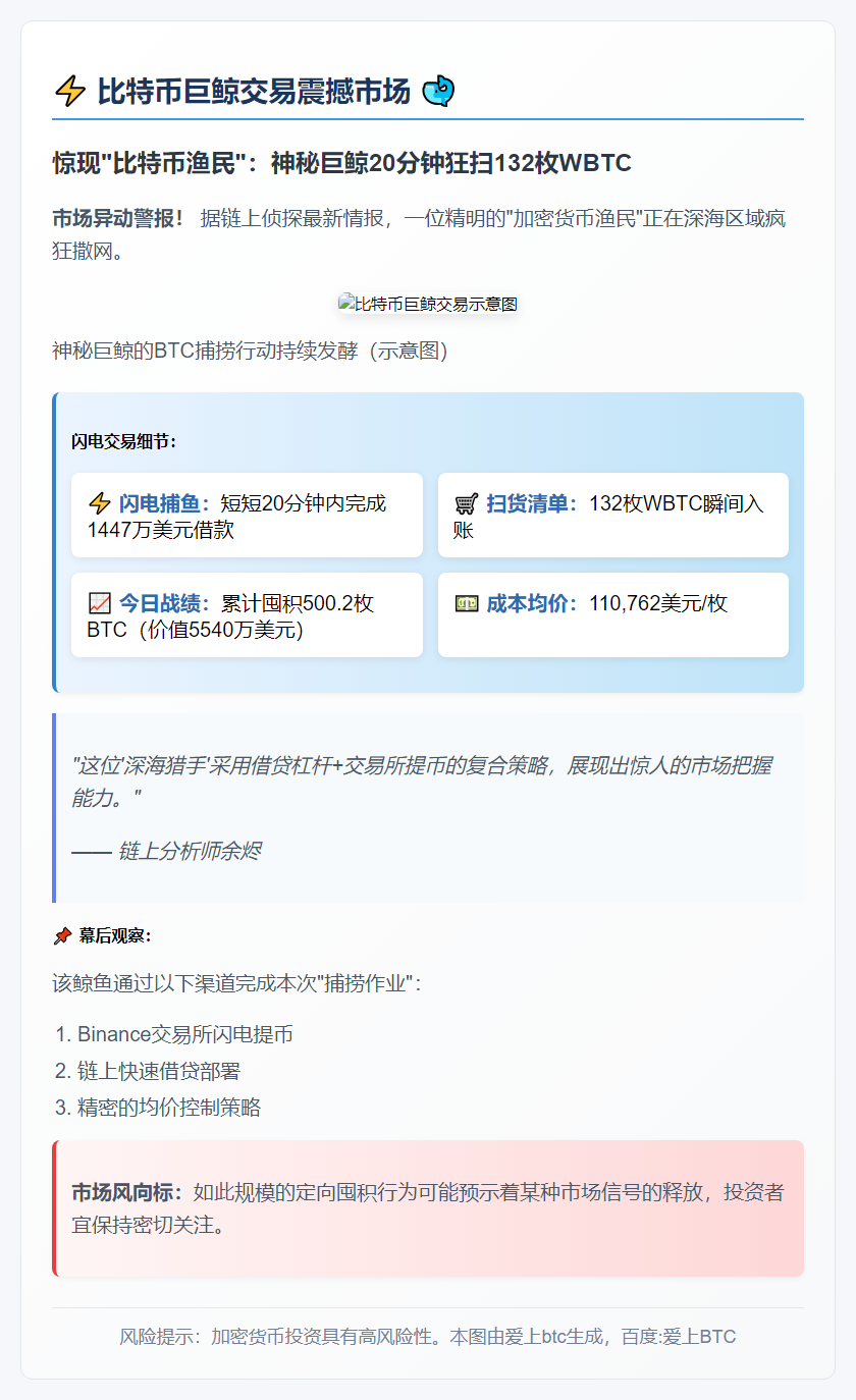 巨鲸20分钟狂买132枚WBTC