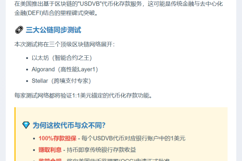 VersaBank测试以太坊等三链代币化存款
