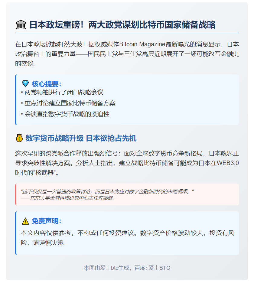 日中两党共商比特币战略储备