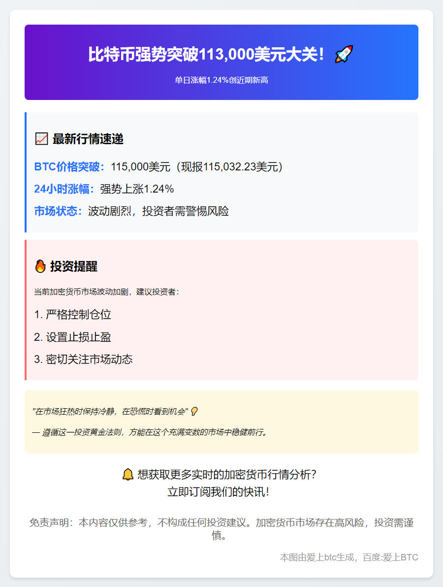 比特币突破11.3万美元