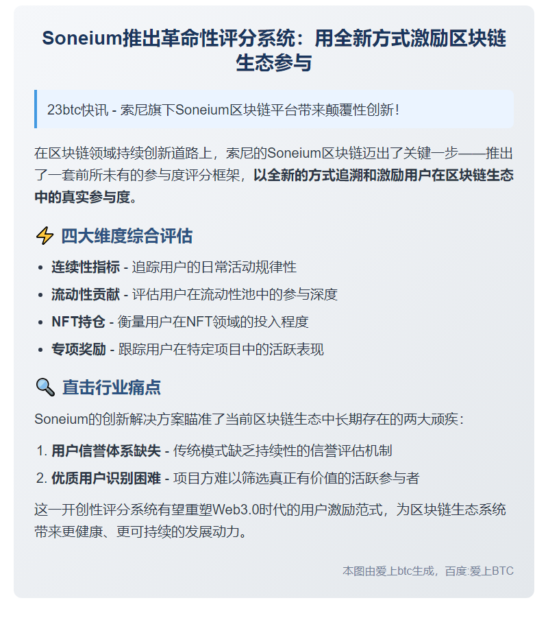 Soneium上线链上用户评分系统