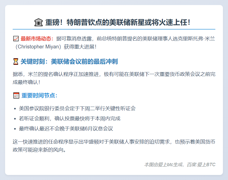 米兰提名或于美联储会议前通过