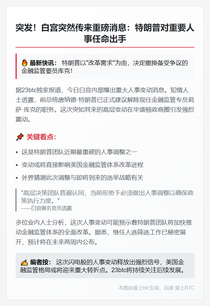 白宫称特朗普欲撤换莉萨·库克
