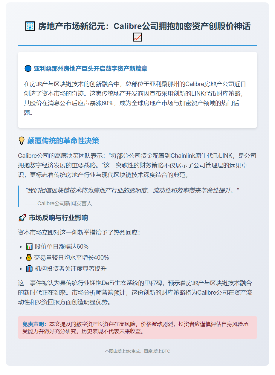Calibre 启用 LINK 财库，股价飙涨60%