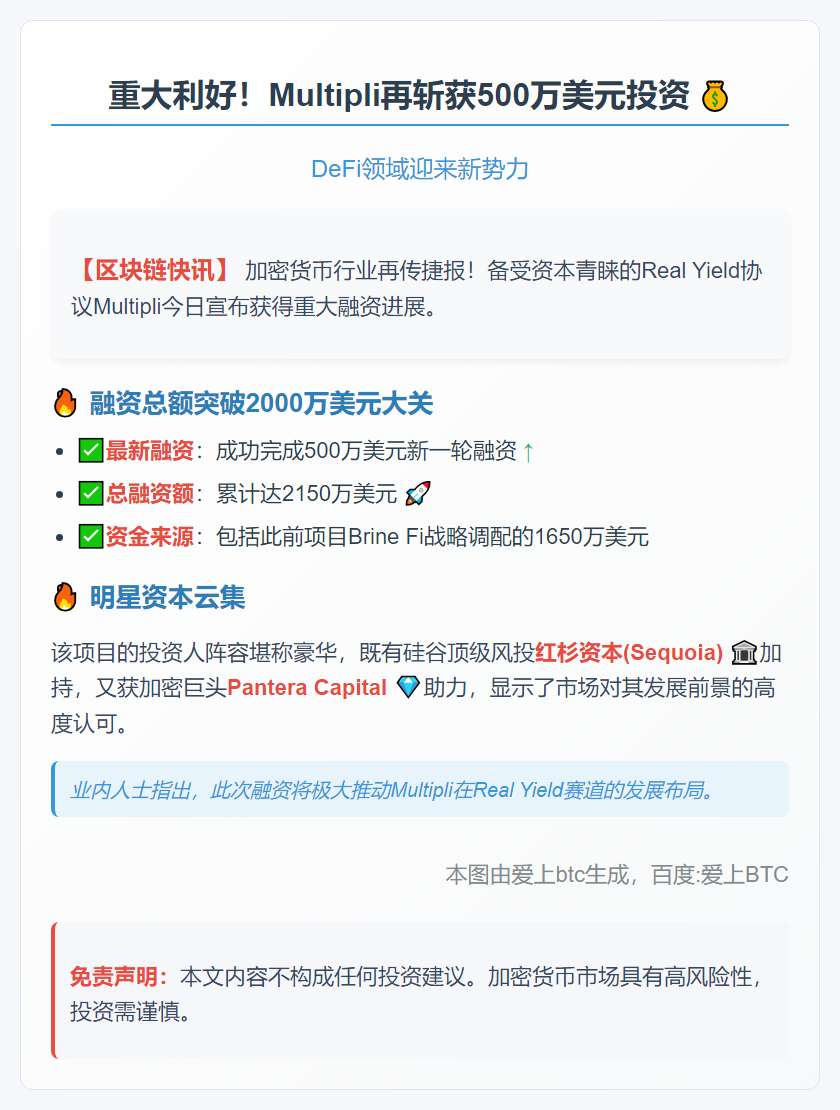 Multipli融资500万美元，总额达2150万