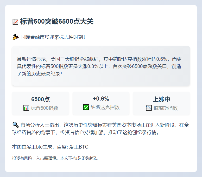 标普500突破6500点