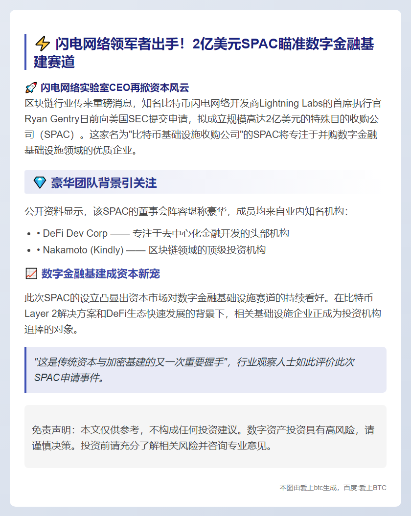 闪电实验室CEO申2亿SPAC 瞄准数字金融基建