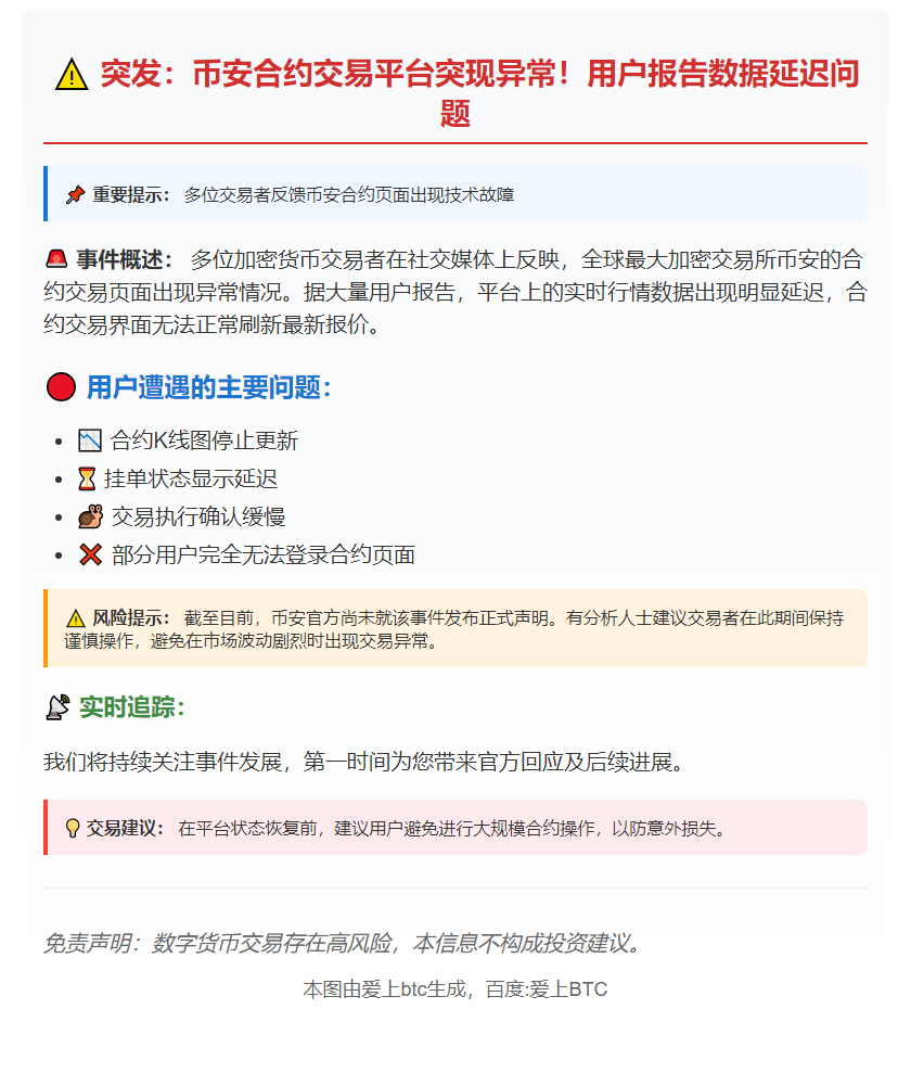 币安合约宕机，数据更新中断