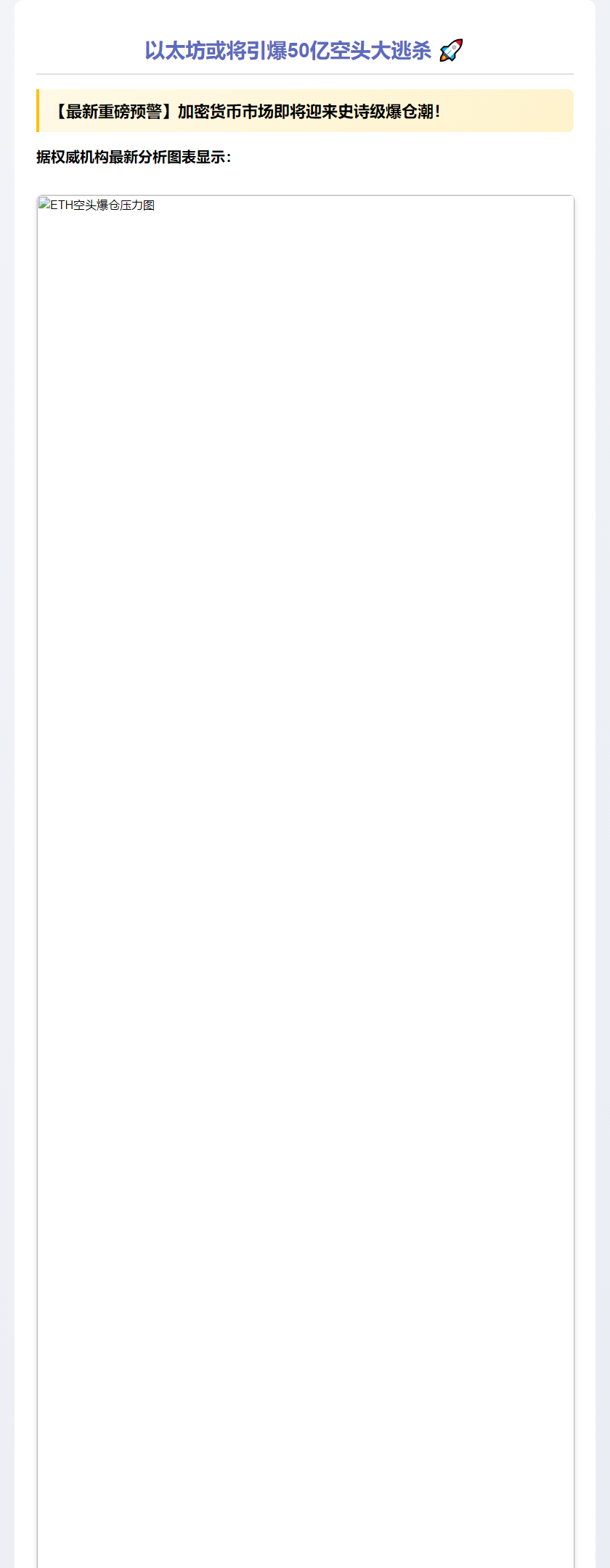 ETH或涨至5000美元，50亿空头恐爆仓