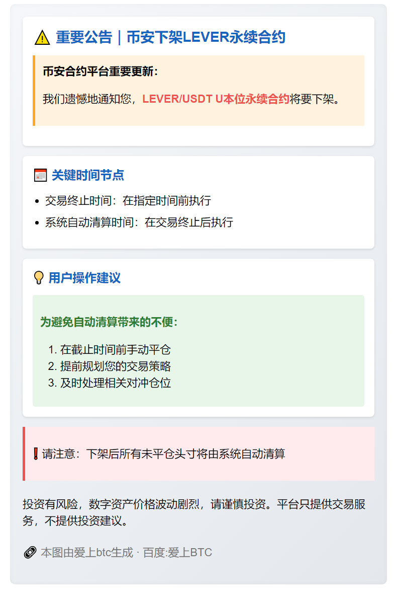 币安下架LEVER永续合约