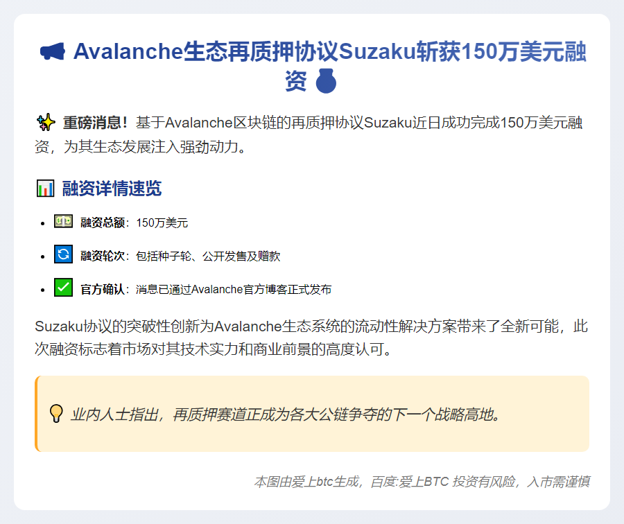 Suzaku融资150万美元