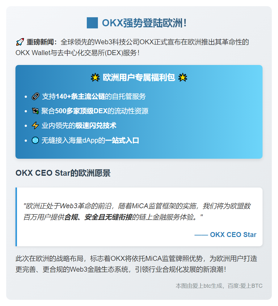 OKX在欧洲推出钱包与DEX服务