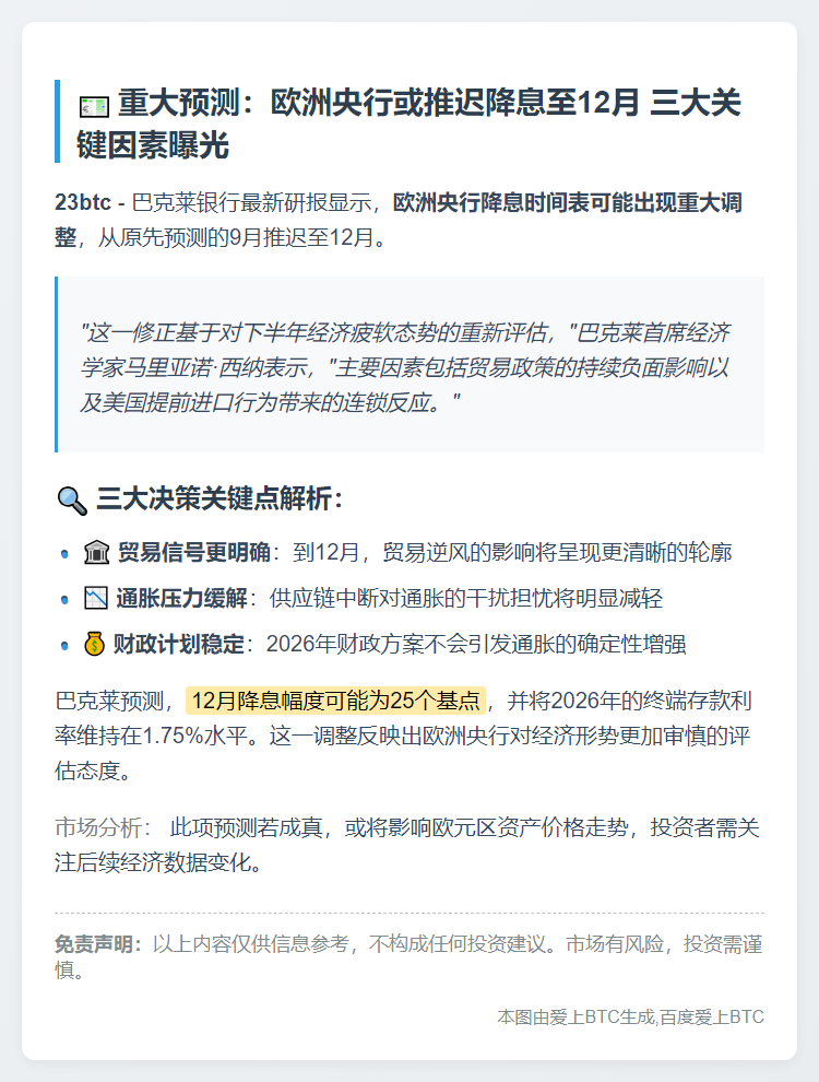 欧洲央行或12月降息