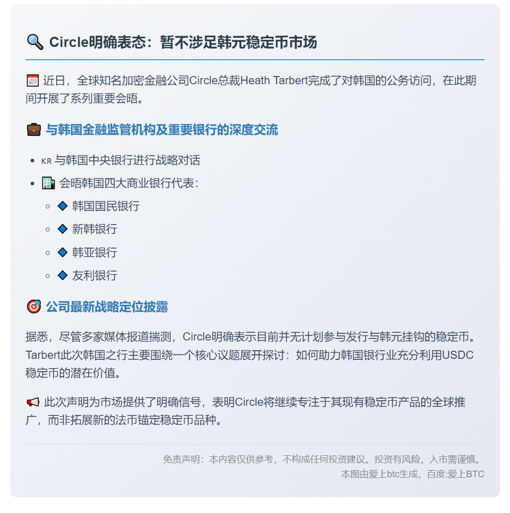 Circle否认计划发行韩元稳定币