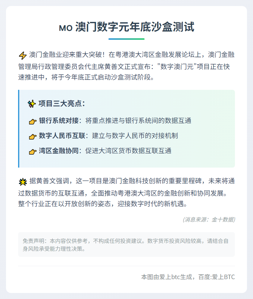 澳门数字元年底沙盒测试