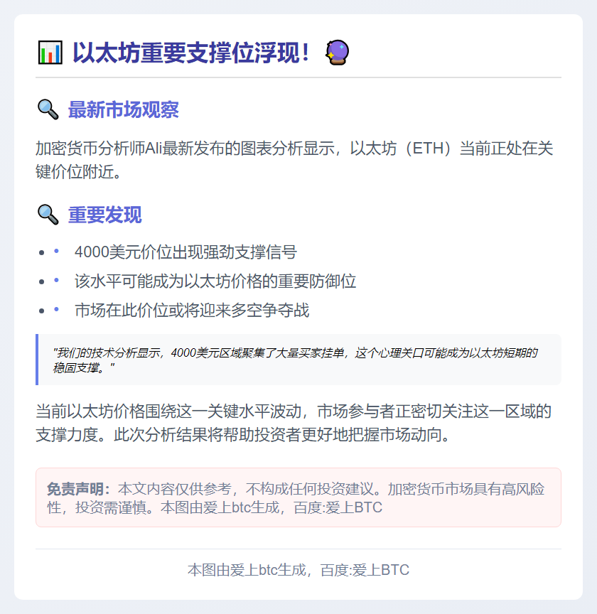 以太坊或获4000美元支撑