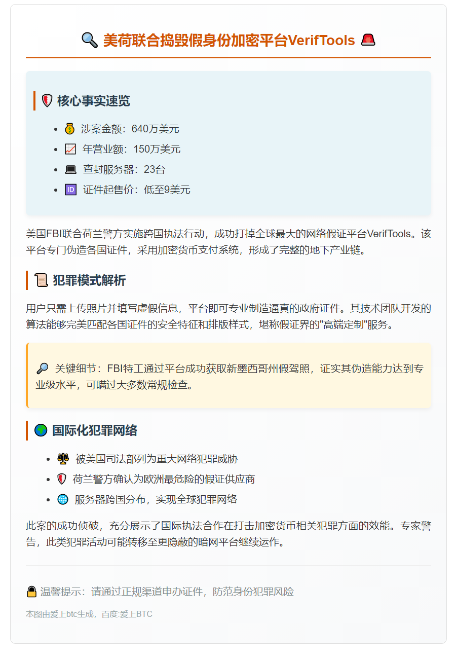 美荷捣毁假身份加密平台VerifTools