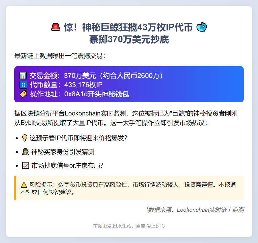 巨鲸豪掷370万美元囤积43万枚IP
