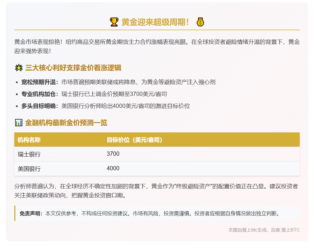 看好明年金价或冲4000美元