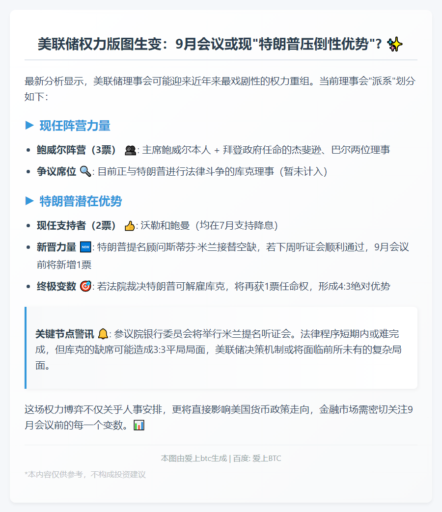 9月美联储理事会或出现4-3或平局格局