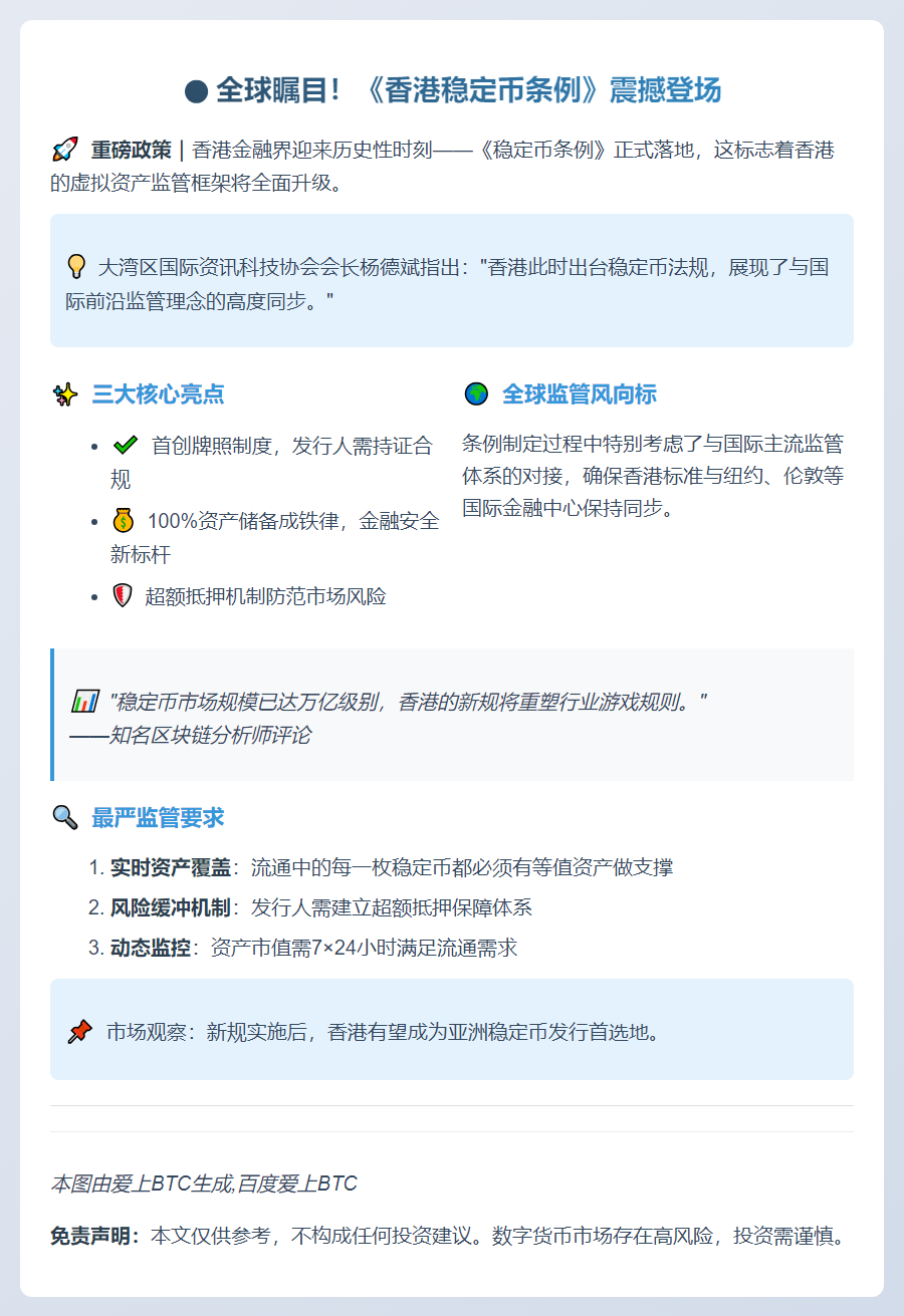 《稳定币条例》生效，流通须全额覆盖
