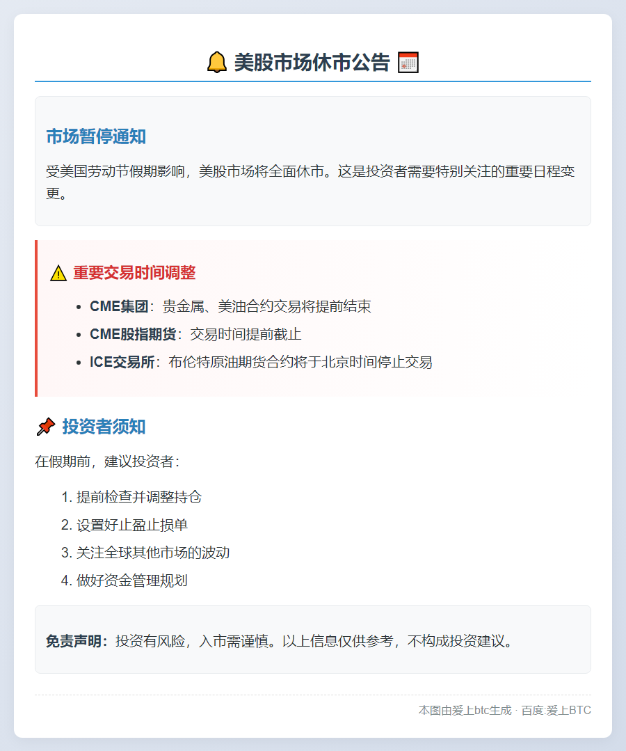 **美股明日休市**