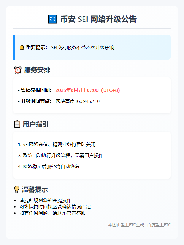 币安明早7点暂停SEI充提