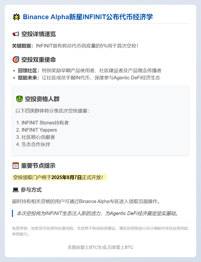 Binance Alpha项目INFINIT公布空投细节