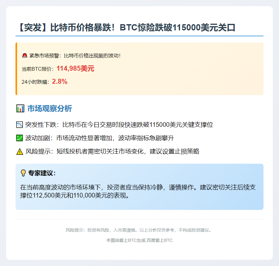 BTC跌破11.5万美元