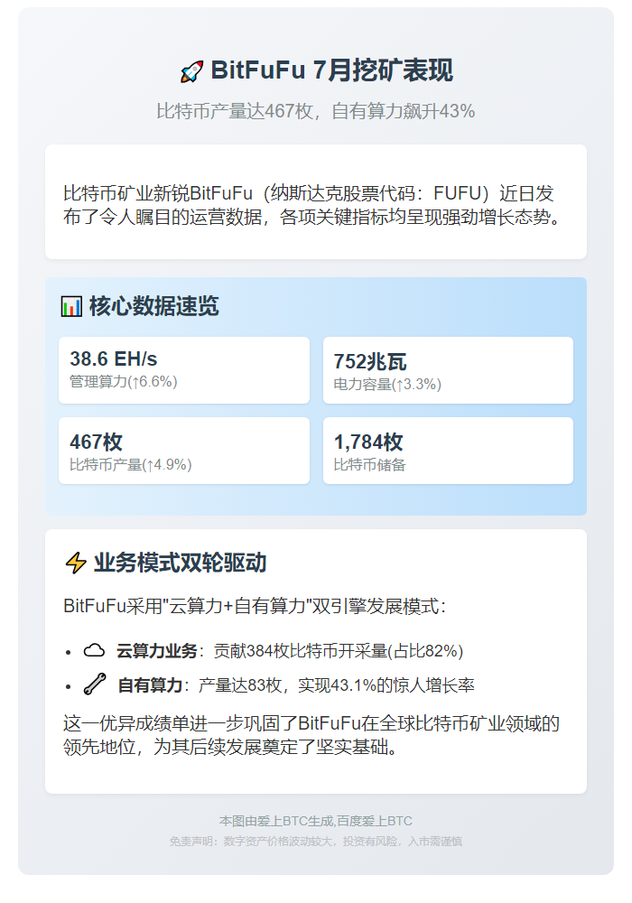 BitFuFu 7月挖矿产出467枚BTC