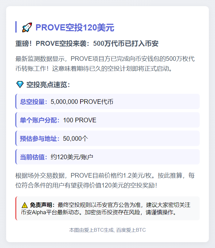 PROVE 空投120美元