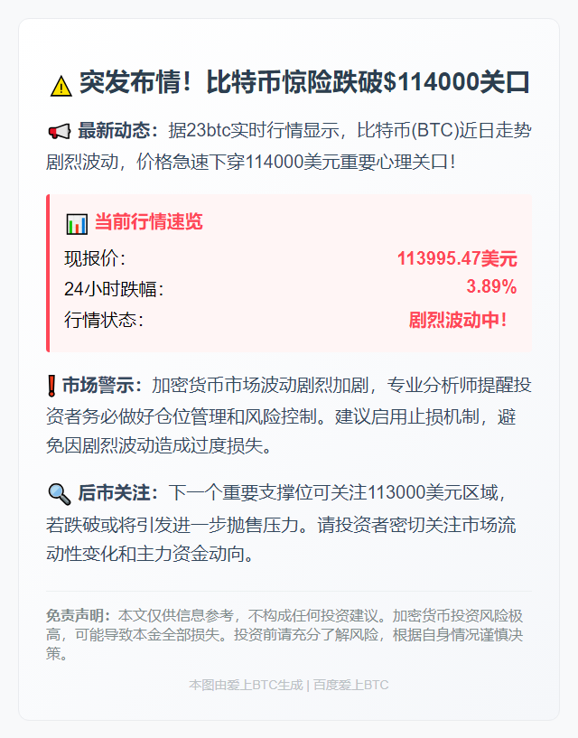 BTC跌破11.4万美元