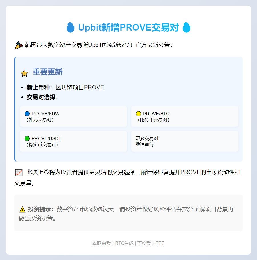 Upbit新增PROVE交易对