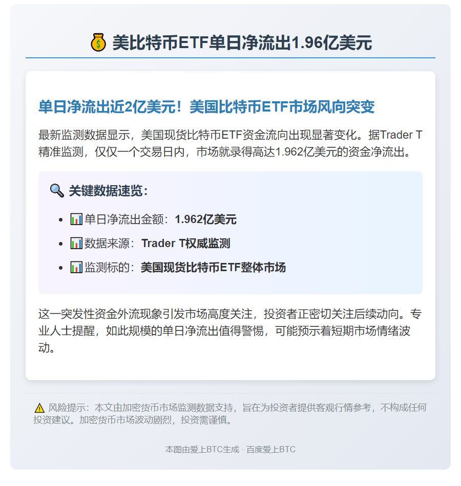 美比特币ETF单日净流出1.96亿美元