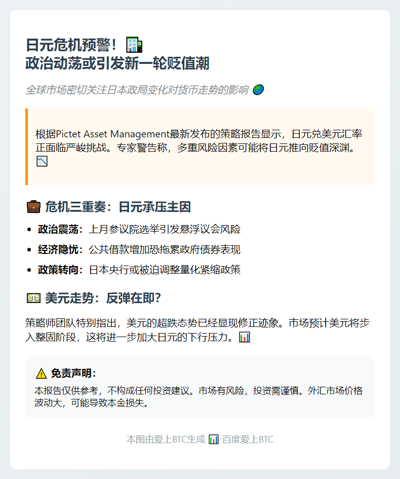 策略师：政治不确定性或致日元下跌