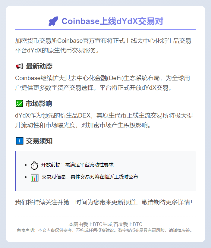Coinbase上线dYdX