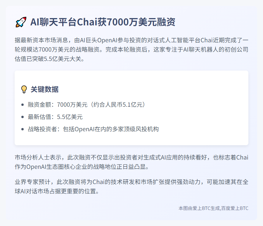 Chai获0.7亿美元融资，估值5.5亿