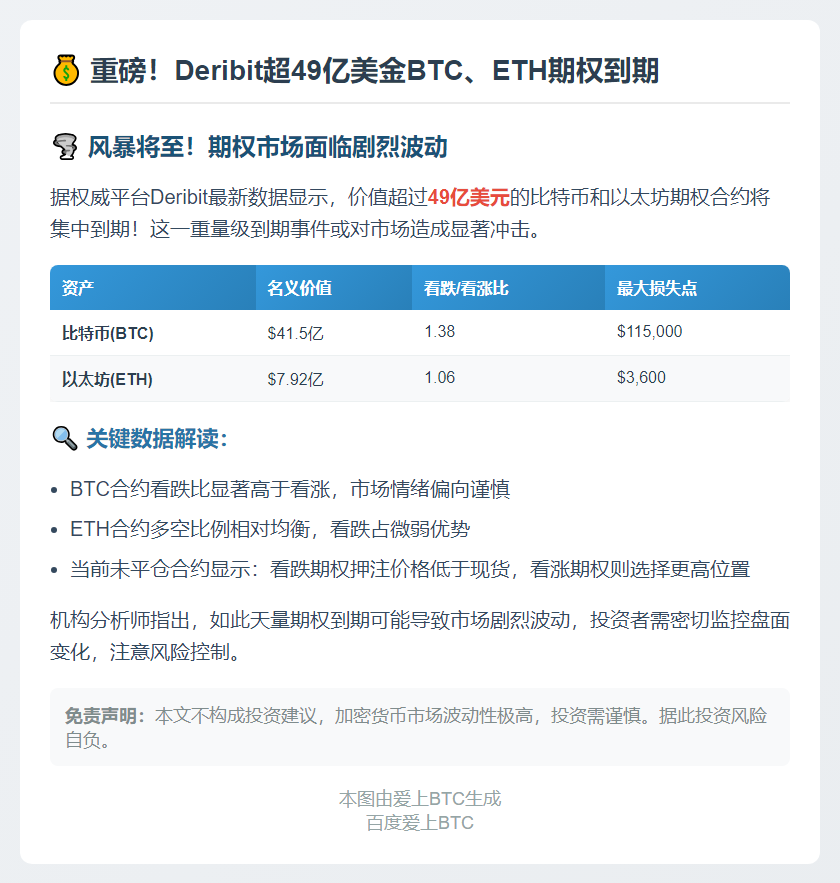 Deribit明日49亿美元BTC、ETH期权到期