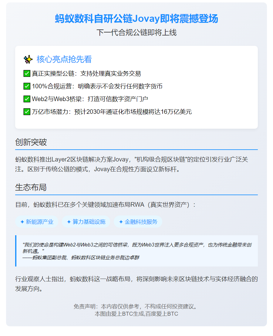 蚂蚁数科自研公链Jovay9月主网上线
