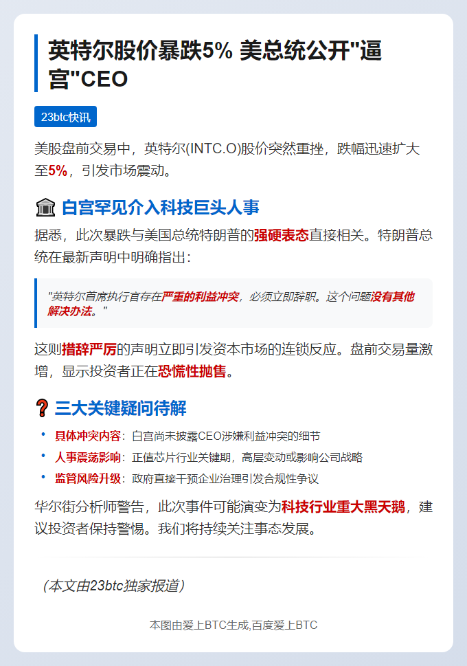 英特尔盘前大跌5%