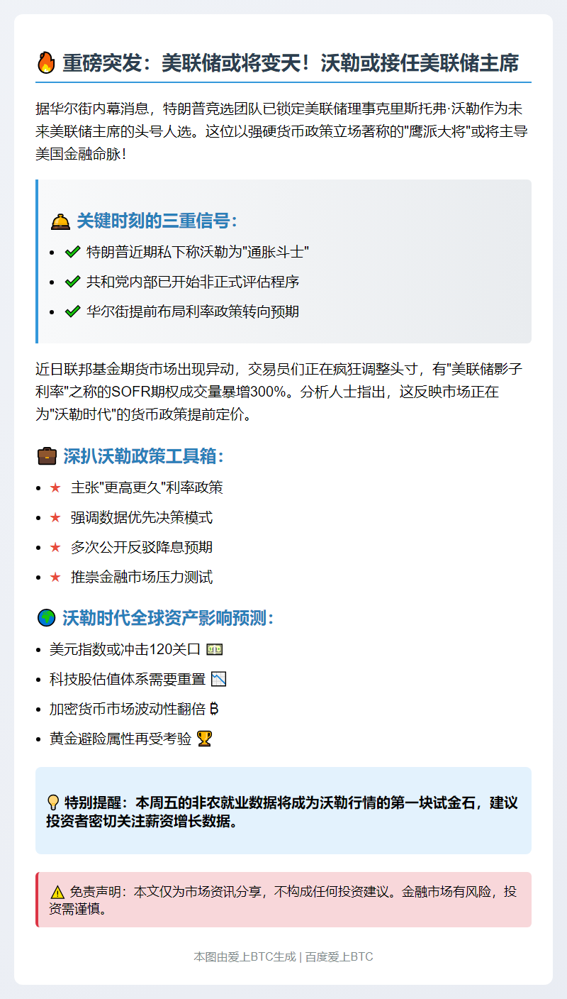 沃勒或接任美联储主席