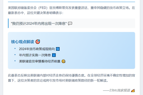 博斯蒂克：预计今年仅降息一次