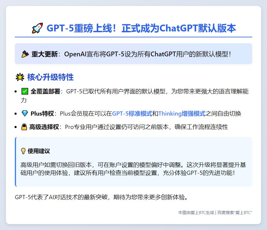 GPT-5上线！现为ChatGPT默认版本
