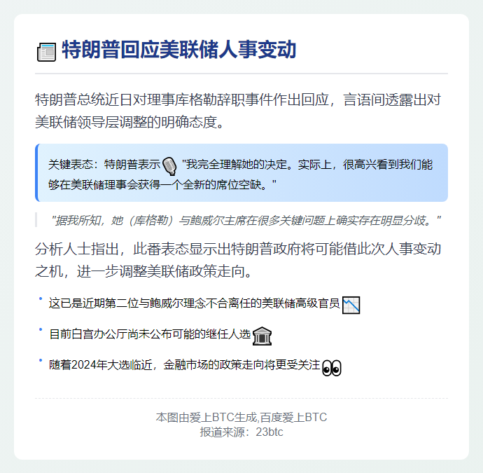 特朗普欢迎美联储理事会空缺