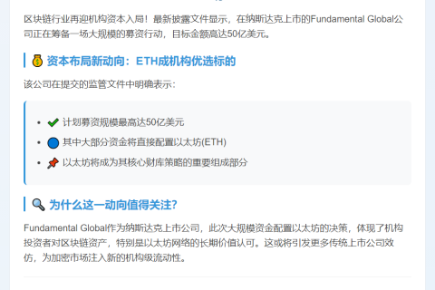 Fundamental Global拟募资50亿购以太坊