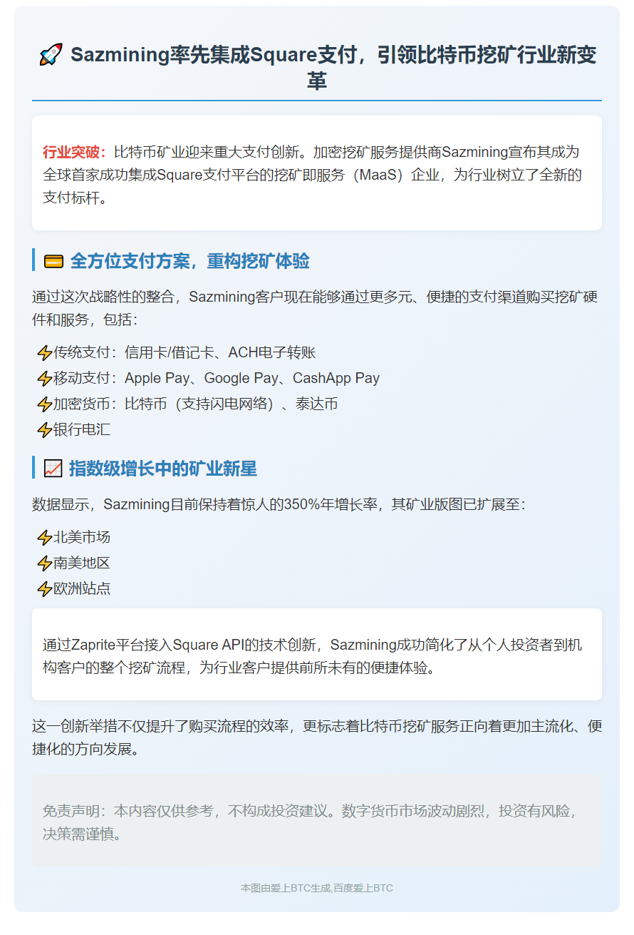 首家矿企Sazmining整合Square支付