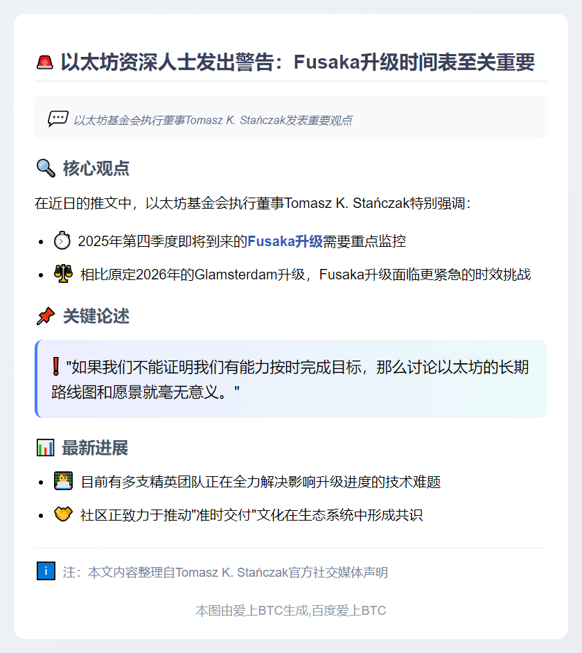 以太坊基金会：关注Fusaka升级延迟