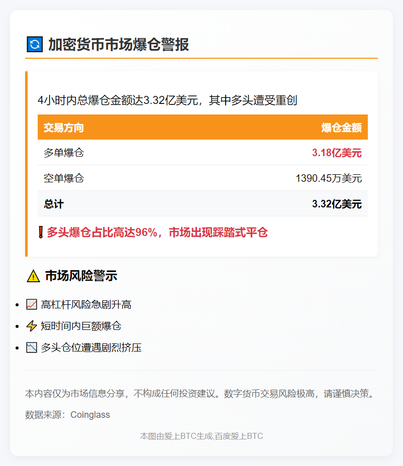 4小时3.32亿爆仓 主爆多单