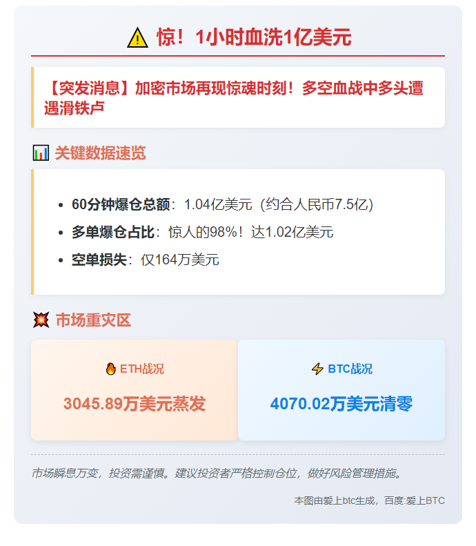 一小时爆仓1.04亿，多单惨烈